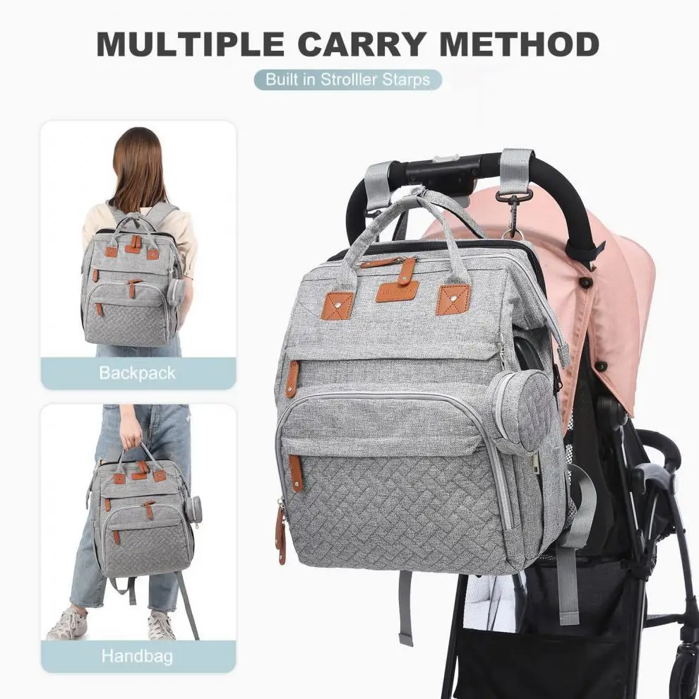 Multifunctional Bed Diaper Backpack Baby Girl Boy Nappy Changing Bag Large Capacity Folding Crib Nursing Mommy Bag for Travel
