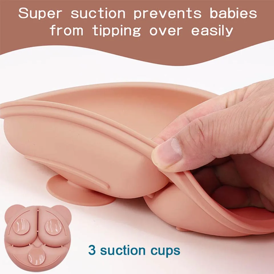 6Pcs Silicone Tableware For Kids Baby Feeding Sets Sucker Bowl Dining Plate Spoon Fork Bib Cup Personalized Name Children's Gift