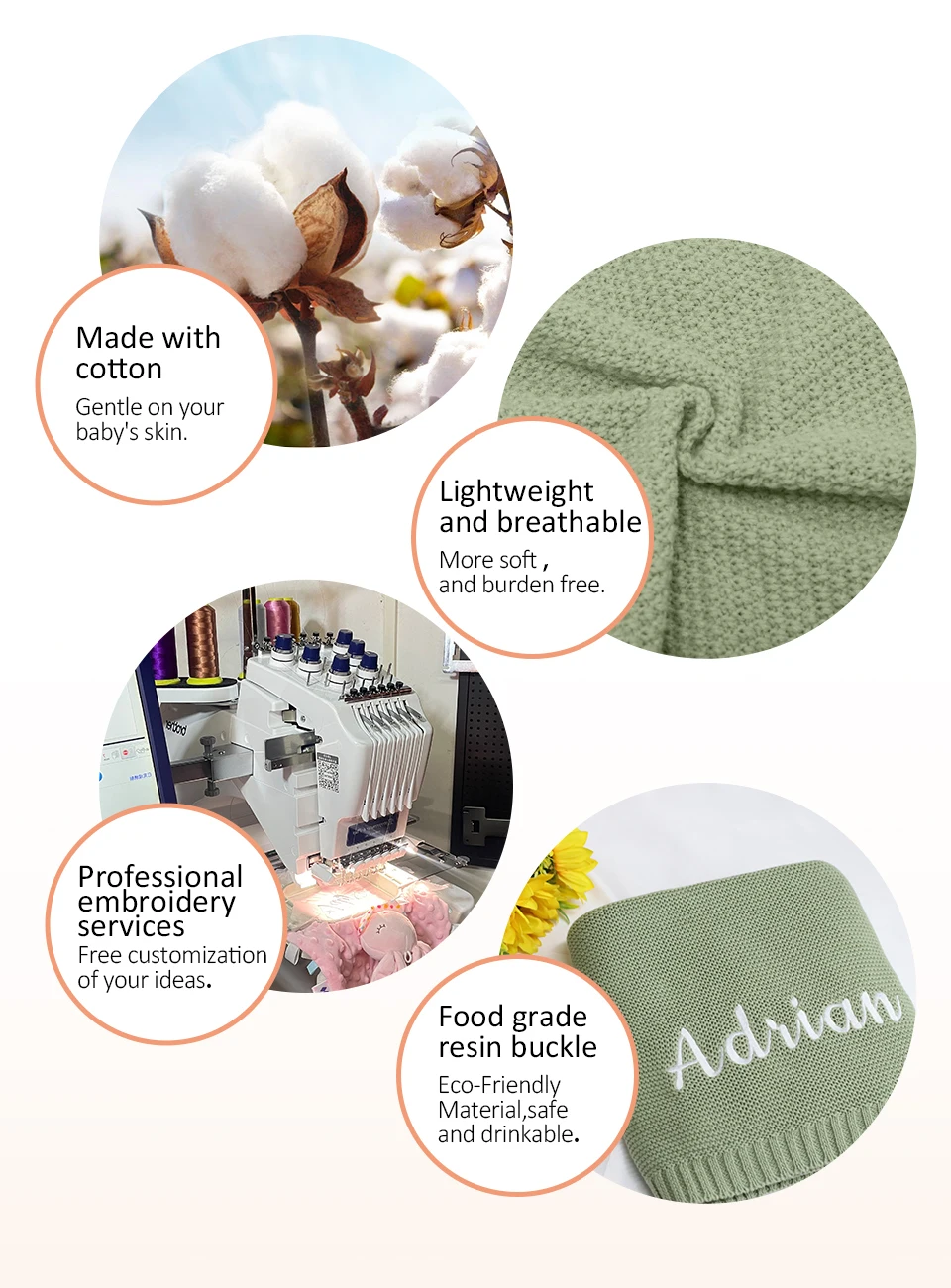 100% Cotton Knit Baby Blanket Personalized Name Soft Breathable Infant Swaddle Blanket Custom Newborn Receiving Blanket Gift
