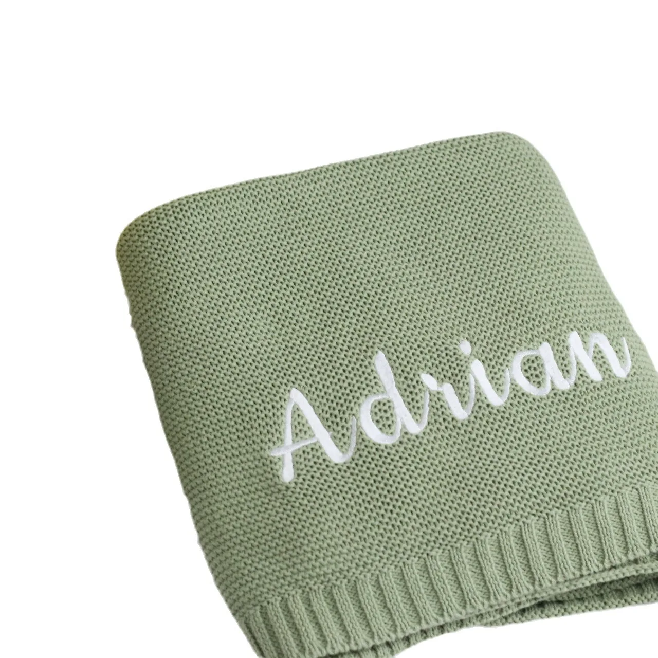 100% Cotton Knit Baby Blanket Personalized Name Soft Breathable Infant Swaddle Blanket Custom Newborn Receiving Blanket Gift
