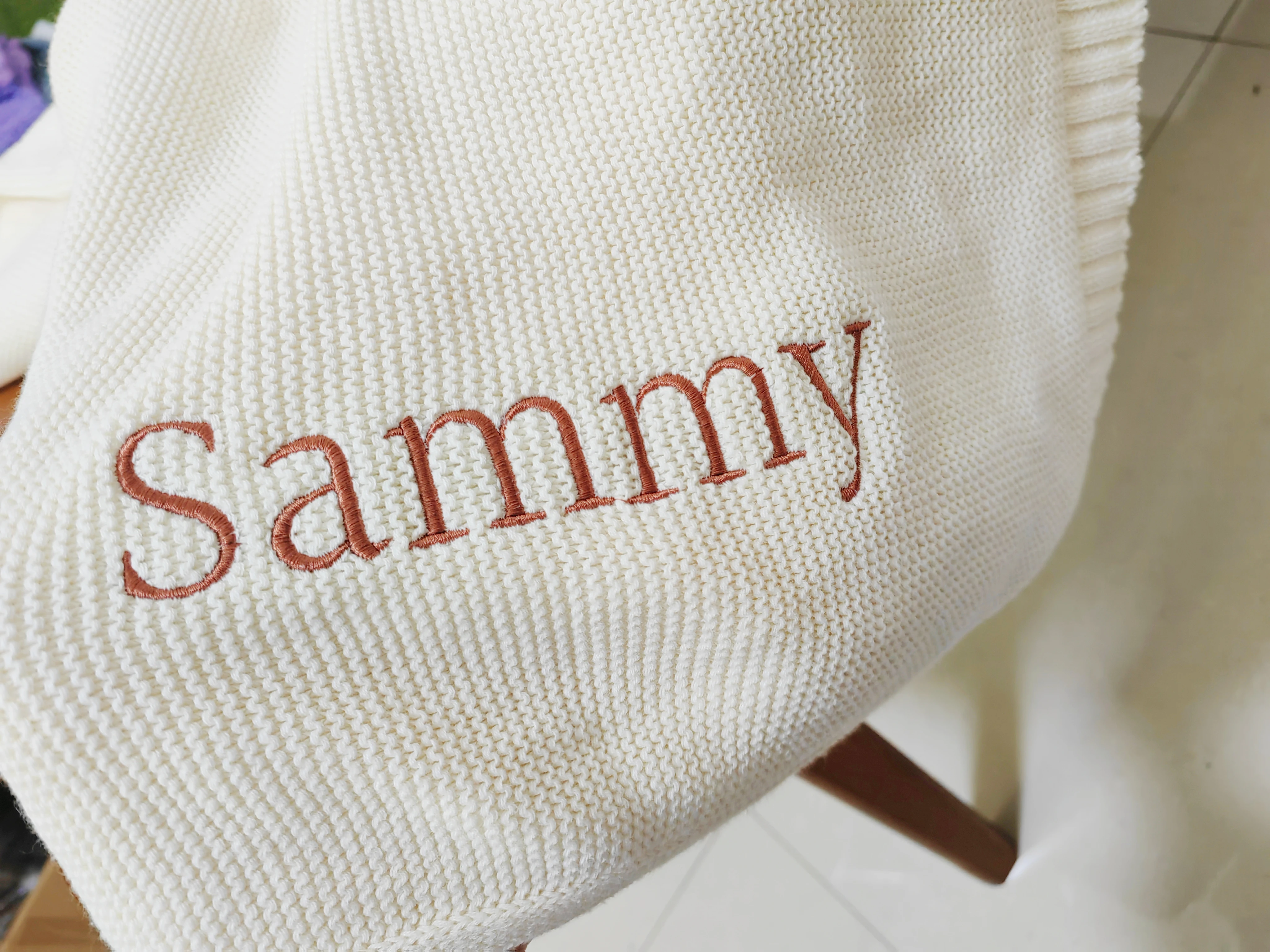 100% Cotton Knit Baby Blanket Personalized Name Soft Breathable Infant Swaddle Blanket Custom Newborn Receiving Blanket Gift