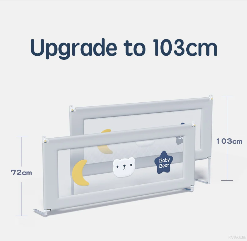 PANGDUBE 1 PCs Baby Crib Safety Barrier, Side Protection for Crib, Toddler Barrier, Protection against Baby falling out of bed, screw mount or mattress built into bed frame.