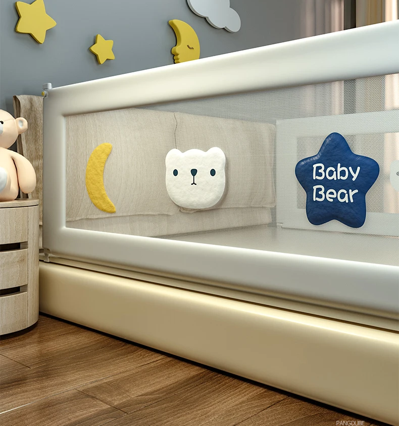 PANGDUBE 1 PCs Baby Crib Safety Barrier, Side Protection for Crib, Toddler Barrier, Protection against Baby falling out of bed, screw mount or mattress built into bed frame.