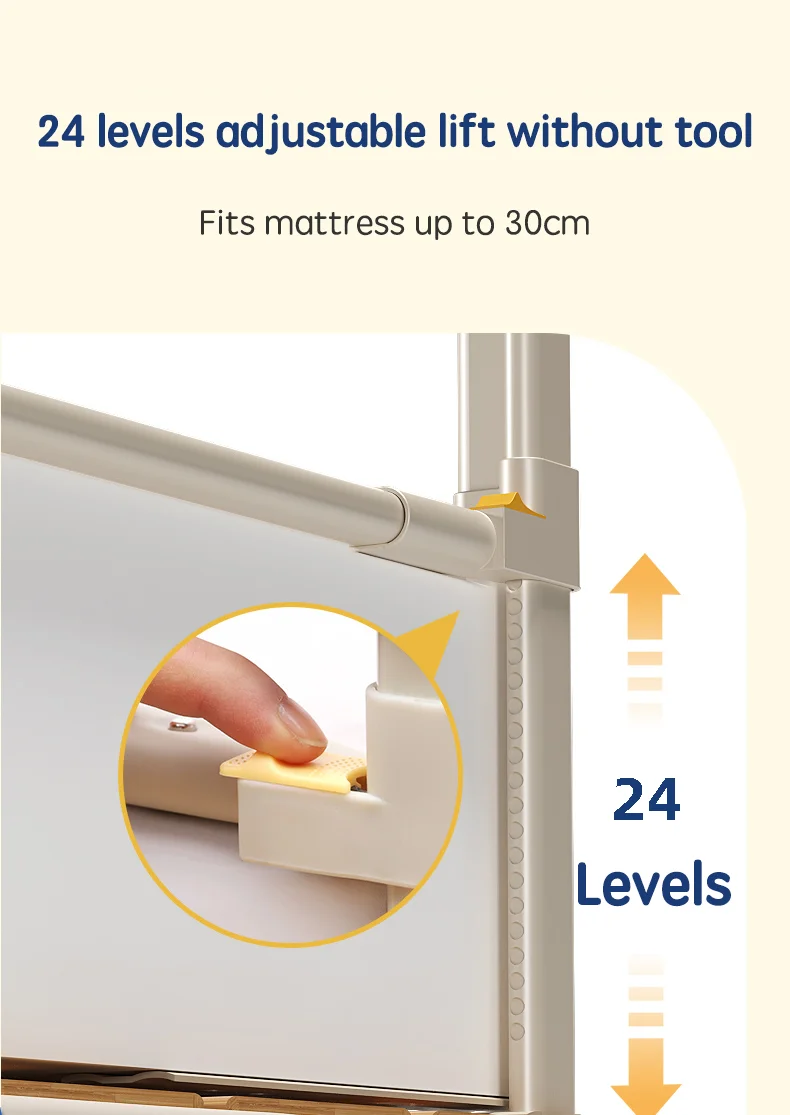 PANGDUBE 1 PCs Baby Crib Safety Barrier, Side Protection for Crib, Toddler Barrier, Protection against Baby falling out of bed, screw mount or mattress built into bed frame.