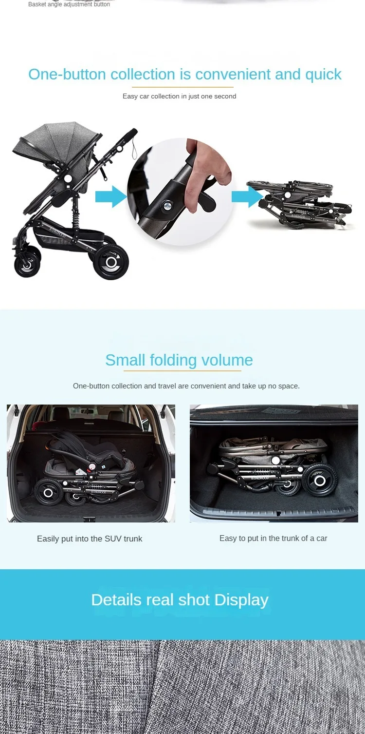 Baby stroller 3 in 1 stroller folding two-sided child four seasons kinderwagen baby carriage high landscape Newborn Travelling