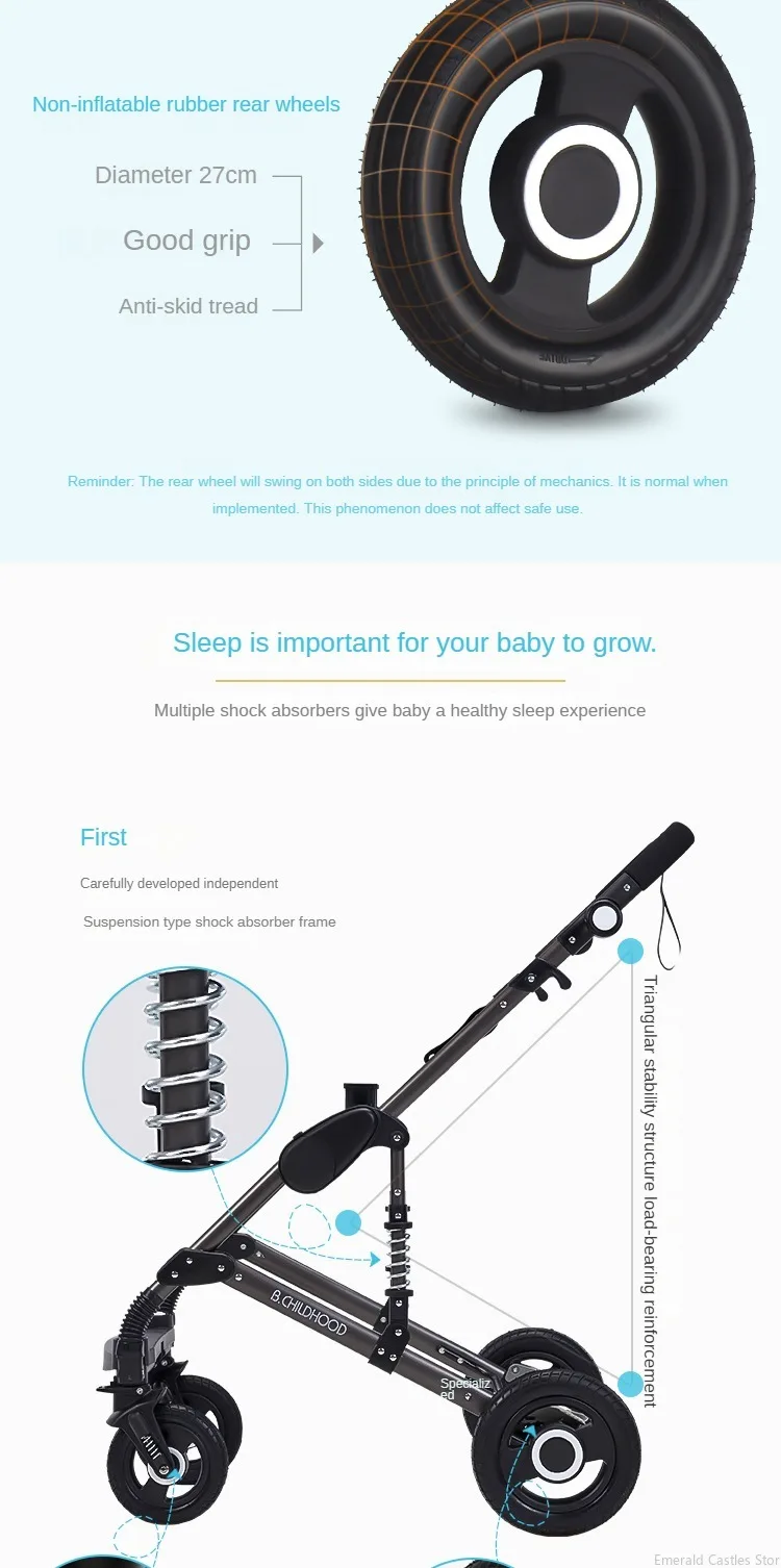 Baby stroller 3 in 1 stroller folding two-sided child four seasons kinderwagen baby carriage high landscape Newborn Travelling