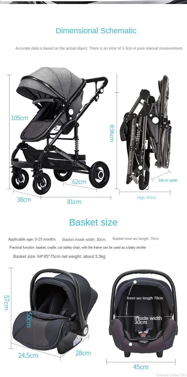 Baby stroller 3 in 1 stroller folding two-sided child four seasons kinderwagen baby carriage high landscape Newborn Travelling