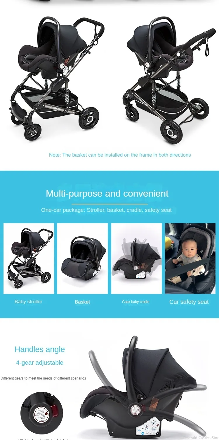 Baby stroller 3 in 1 stroller folding two-sided child four seasons kinderwagen baby carriage high landscape Newborn Travelling