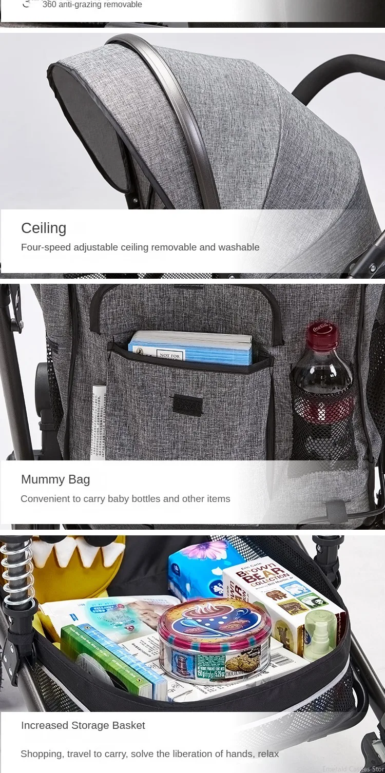Baby stroller 3 in 1 stroller folding two-sided child four seasons kinderwagen baby carriage high landscape Newborn Travelling