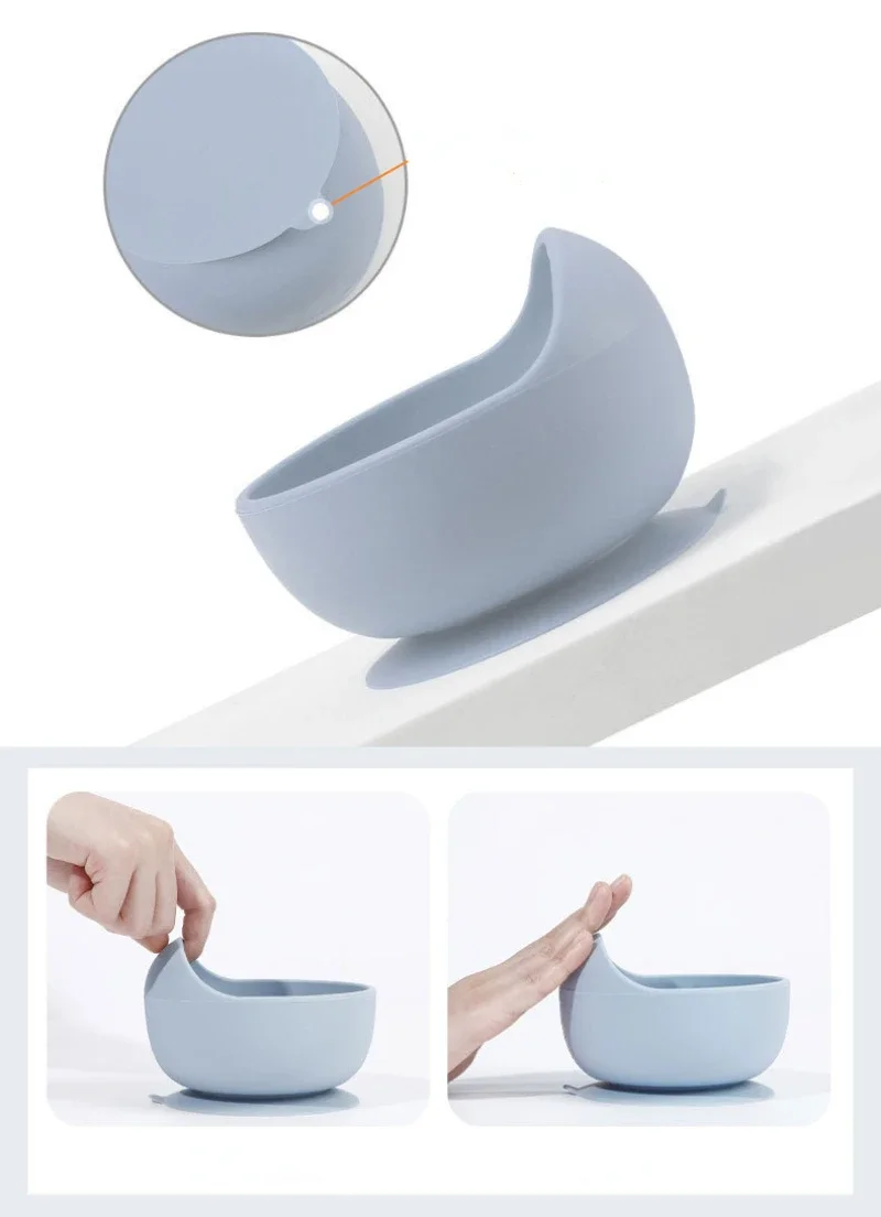 Food Grade Silicone Child Dish Set Baby Feeding Bowl Suction Plate Straw Cup Wooden Spoon Fork for Kids Tableware Toddler Dishes