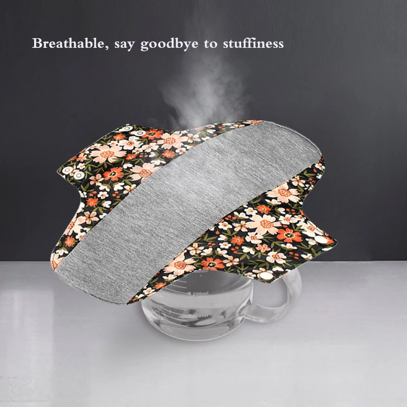 5pcs Anti-Slip Sanitary Pads Graphene Lining Cotton Fabric Breathable Washable Sanitary Napkins for Women Period with Wet Bag