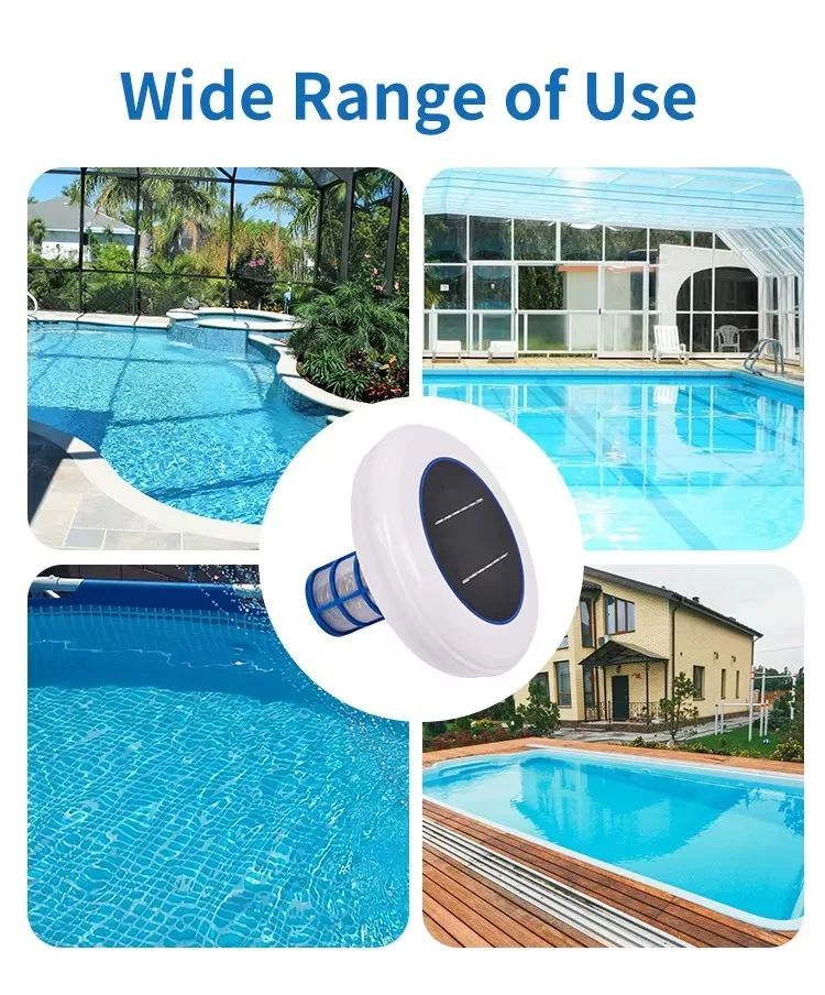 Solar Ionizer for Pool Wireless Cleaner Circular Solar Panels Chlorine Free Algae Resistant