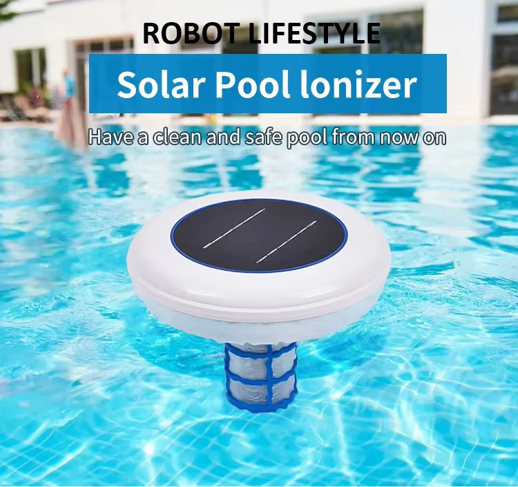 Solar Ionizer for Pool Wireless Cleaner Circular Solar Panels Chlorine Free Algae Resistant