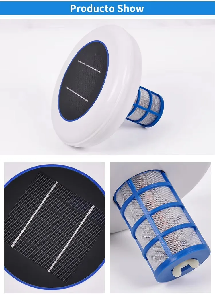 Solar Ionizer for Pool Wireless Cleaner Circular Solar Panels Chlorine Free Algae Resistant