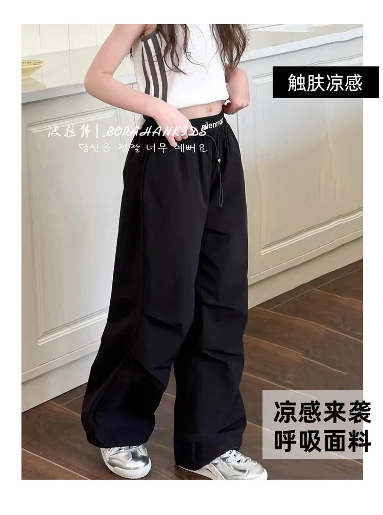 Female child labor pants, children's clothing, summer 2025 new children's quick drying sports and leisure pants, boys' straight