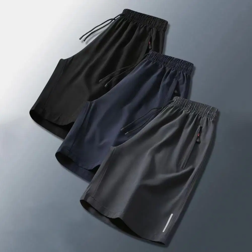 Men Beach Shorts Elastic Drawstring Waist Quick-Drying Casual Short Pants with Reinforced Pockets Street Quick-drying Shorts