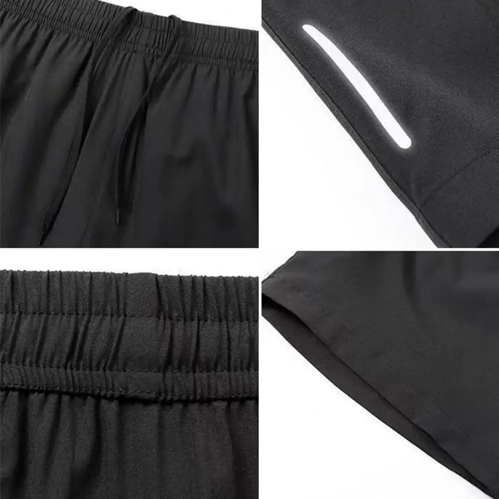 Men Beach Shorts Elastic Drawstring Waist Quick-Drying Casual Short Pants with Reinforced Pockets Street Quick-drying Shorts