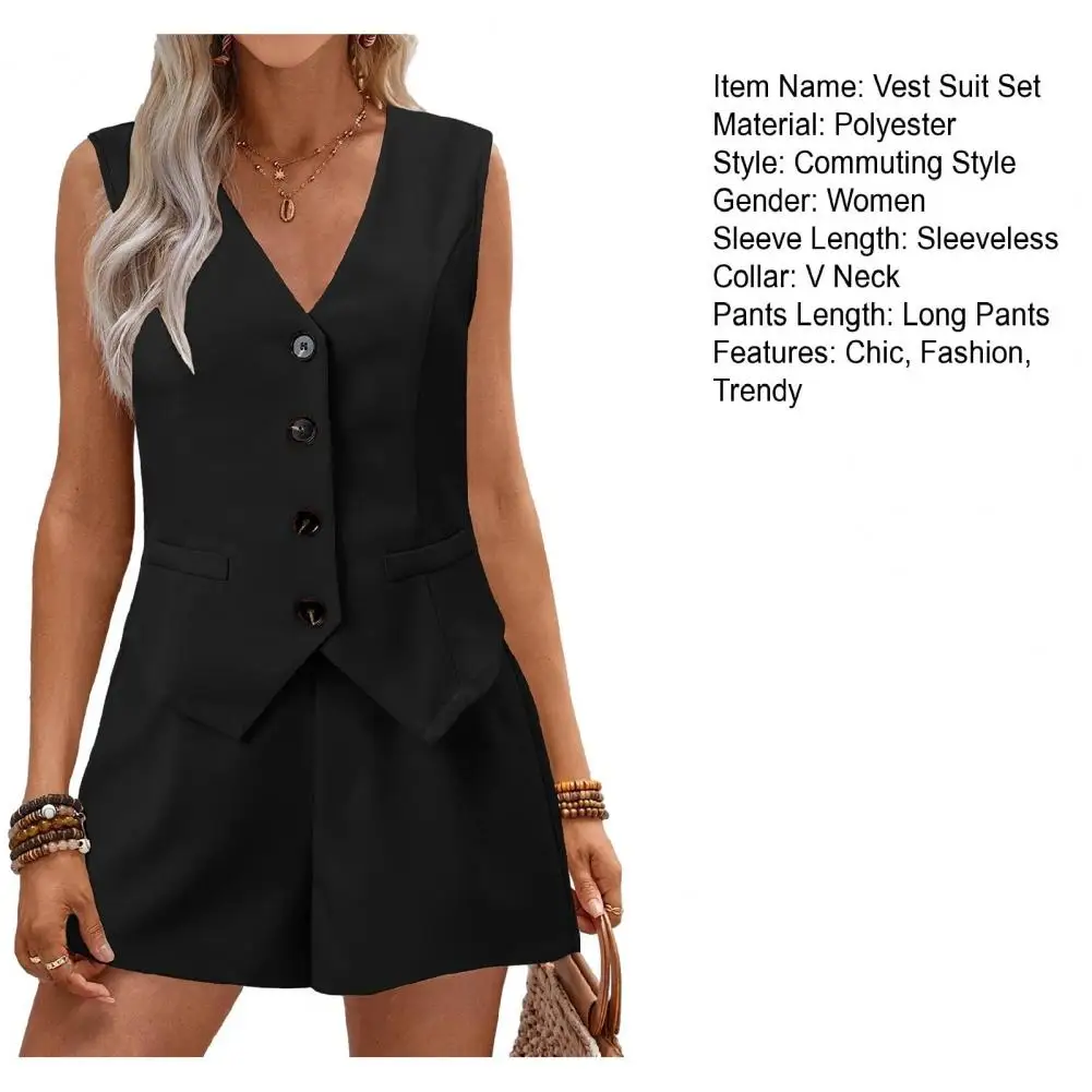 2026 Summer Women Elegant Solid Waistcoat Shorts Set 2024 Sleeveless Vest Top+High Waist Slim Shorts Lady Office 2 Pieces Set