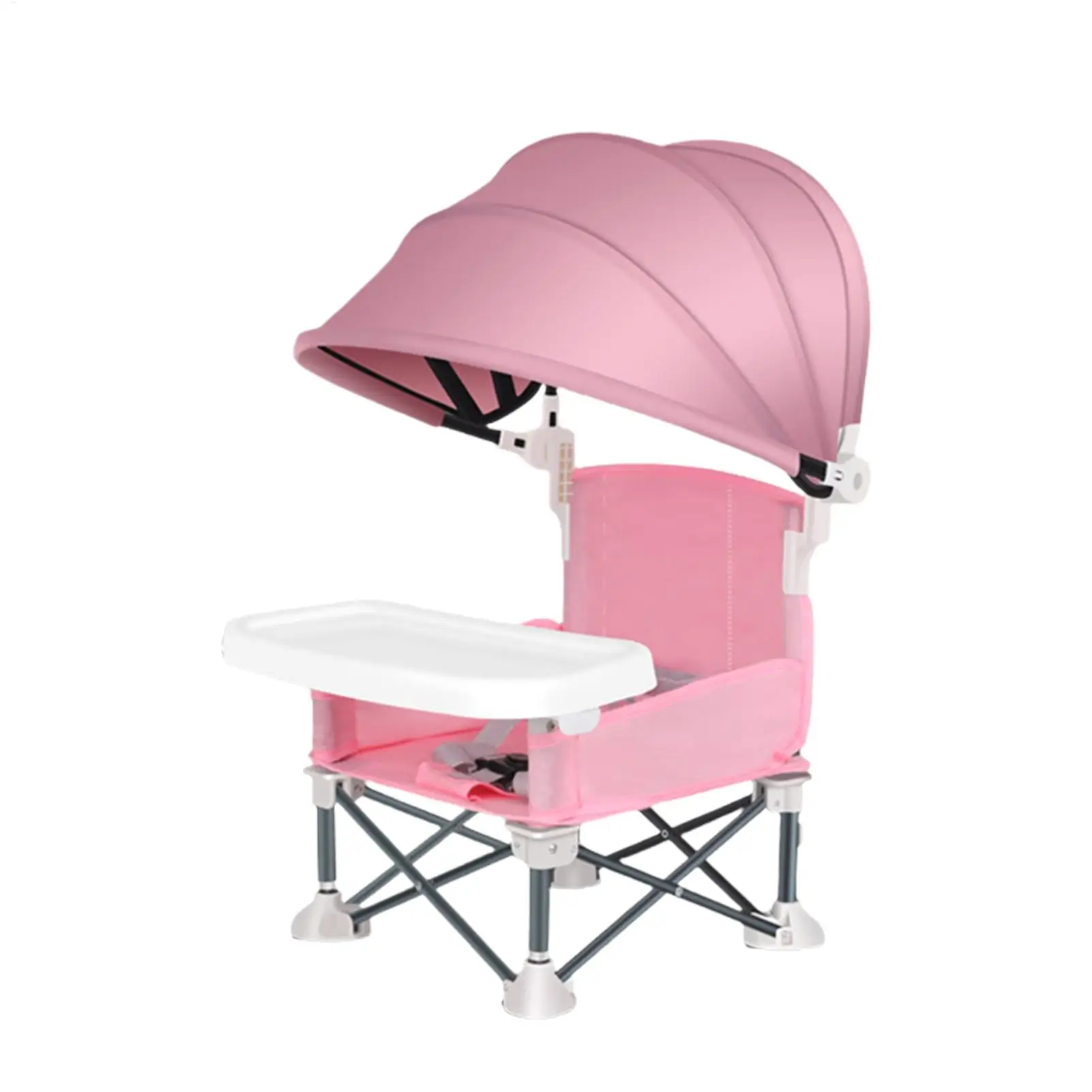 Baby Feeding Chair Foldable baby feeding booster chair With sunshade and removable tray Portable High Chair Folding Booster Seat