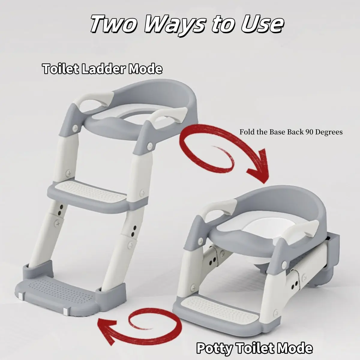 Kids Potty Training Seat With Steps, 3 In 1 Toddler Toilet Ladder Seat, Soft Mat Non-slip Splash Guard Toilet Seat (Grey)