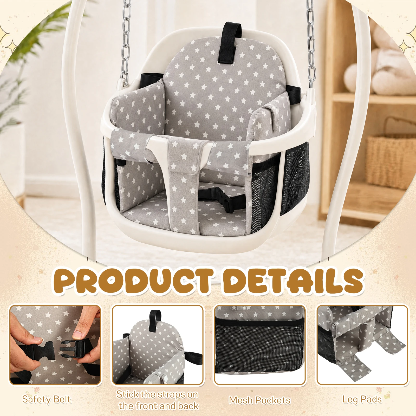 Baby High Chair Cushions Cover Shopping Cart Seat Breathable Foam For Infant Chair Comfortable Cushions Cloth Seat Cover