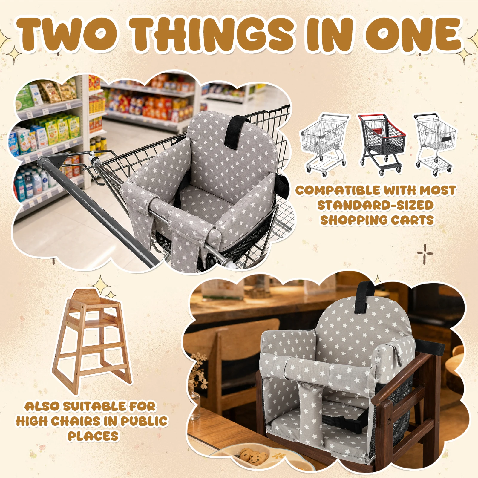 Baby High Chair Cushions Cover Shopping Cart Seat Breathable Foam For Infant Chair Comfortable Cushions Cloth Seat Cover