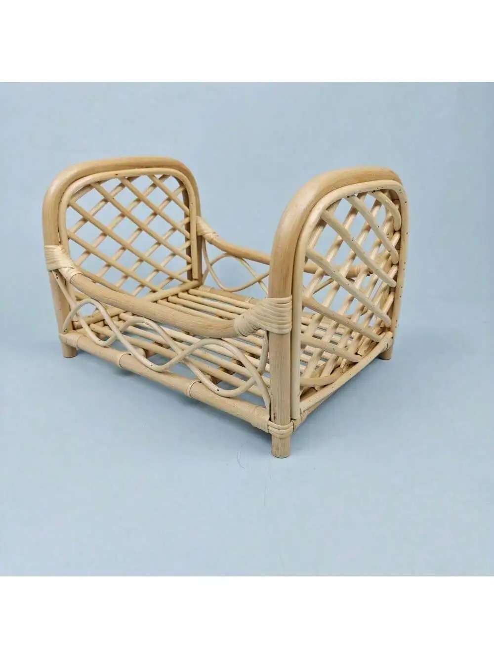 Newborn Photography Props Rattan Vintage Handmade Baby Shooting Bed Wood Bamboo Bench Bed Basket Furniture Baby Photoshoot Prop