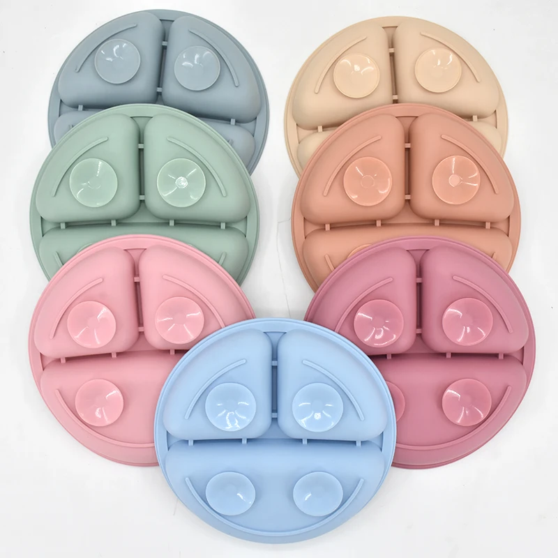 5Pcs/Set Baby Soft Silicone Tableware Kid Feeding Dishe Sucker Plate Bowl Spoon Fork Set Children Dishes Non-slip Dinnerware Set