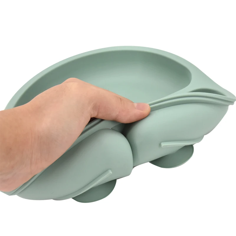 5Pcs/Set Baby Soft Silicone Tableware Kid Feeding Dishe Sucker Plate Bowl Spoon Fork Set Children Dishes Non-slip Dinnerware Set