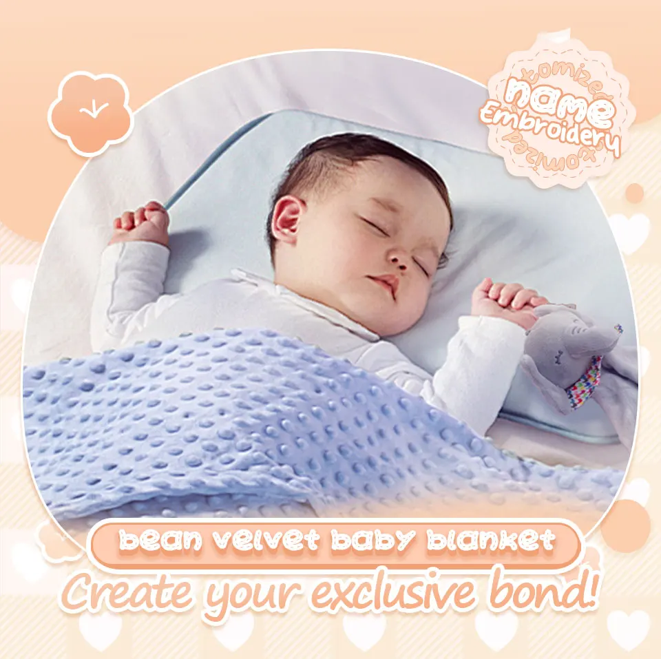 Personalized Baby Blanket Custom Name Soft Minky Dot 2-Piece Blanket Set Baby Shower Gift for Boys Girls