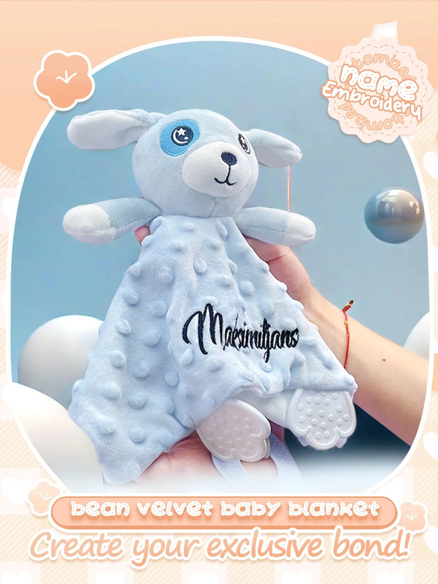 Personalized Baby Blanket Custom Name Soft Minky Dot 2-Piece Blanket Set Baby Shower Gift for Boys Girls