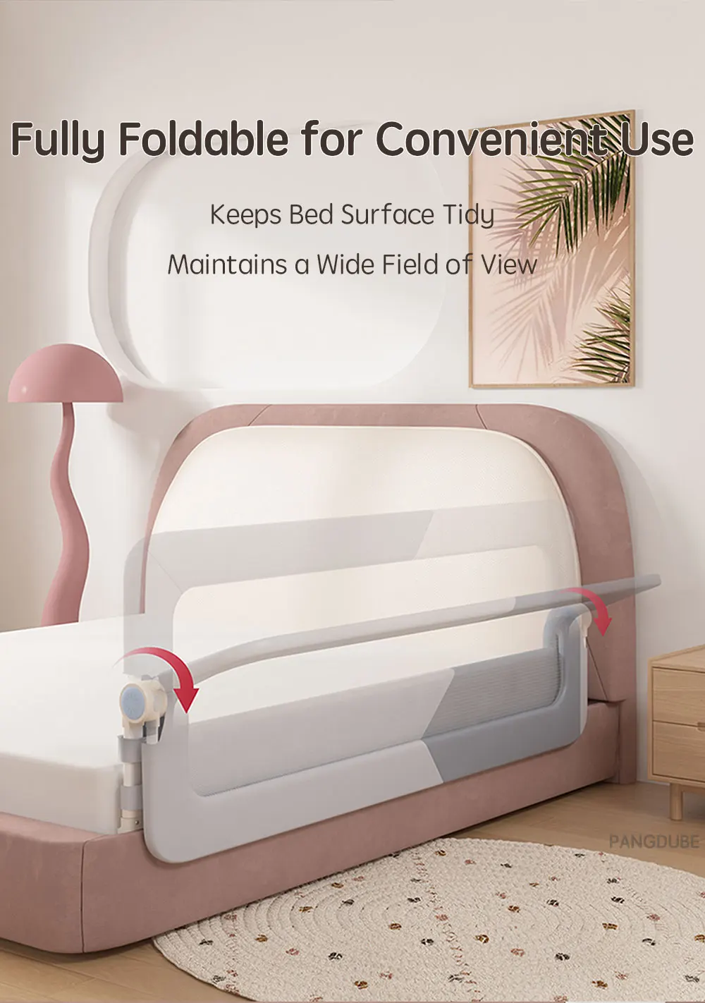 PANGDUBE Baby Bed Rail Guard Child Bed Barrier Safety Fence Railing for Kids Bed Toddler Anti Fall Side Rail Protection