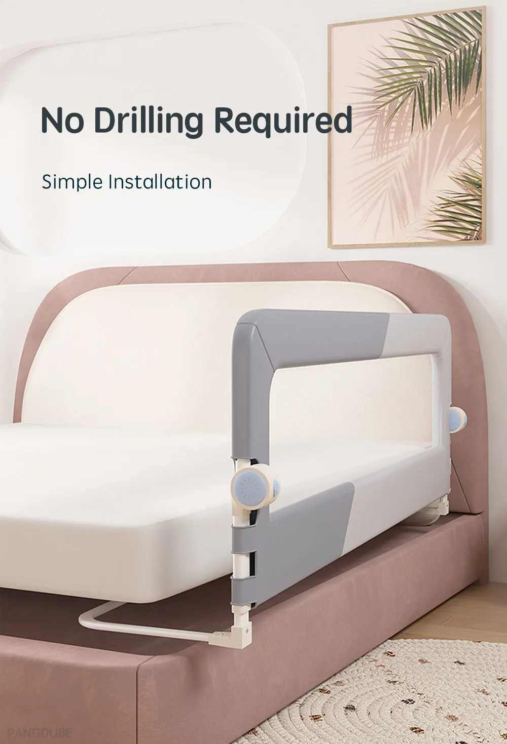 PANGDUBE Baby Bed Rail Guard Child Bed Barrier Safety Fence Railing for Kids Bed Toddler Anti Fall Side Rail Protection