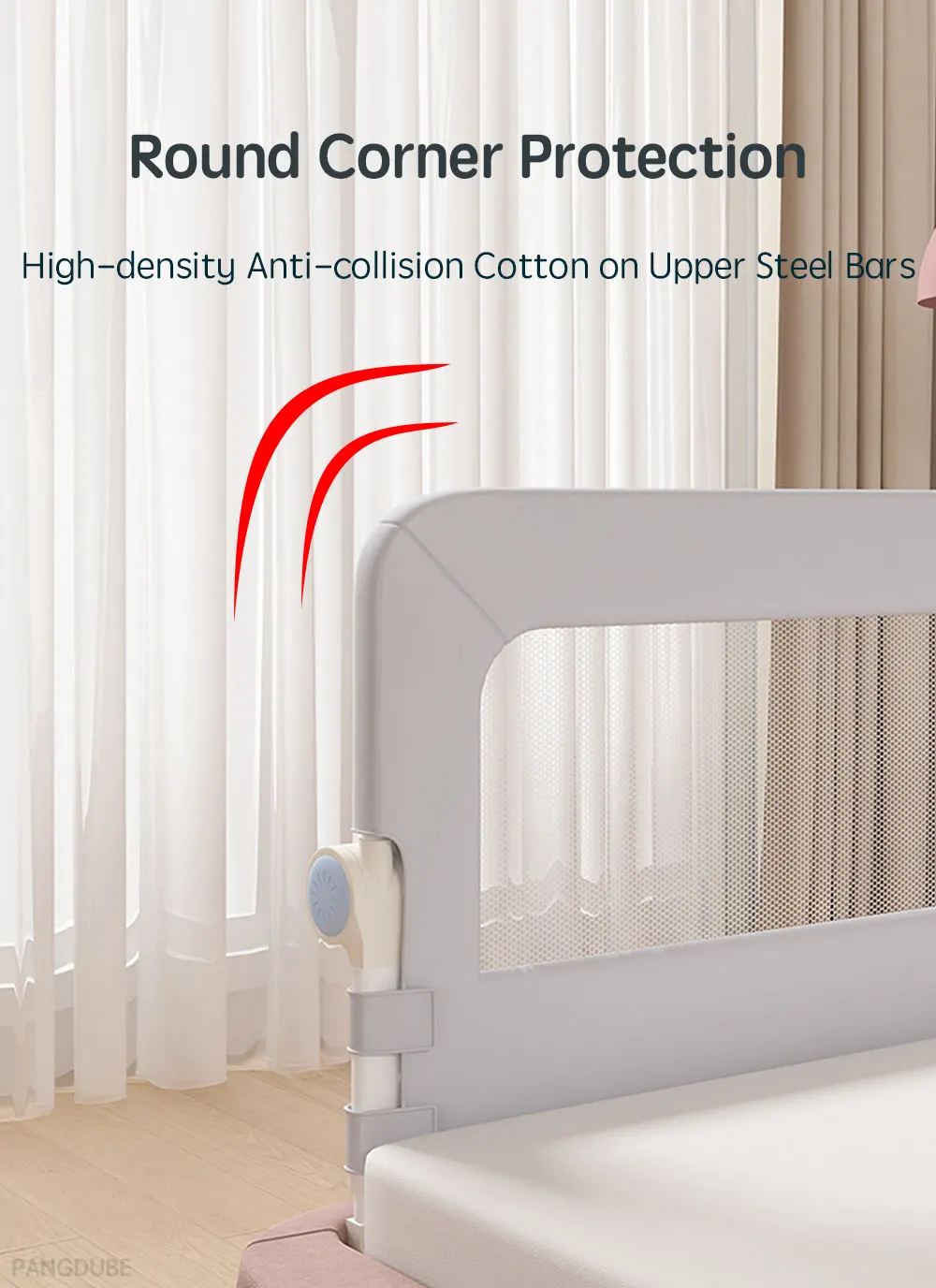 PANGDUBE Baby Bed Rail Guard Child Bed Barrier Safety Fence Railing for Kids Bed Toddler Anti Fall Side Rail Protection