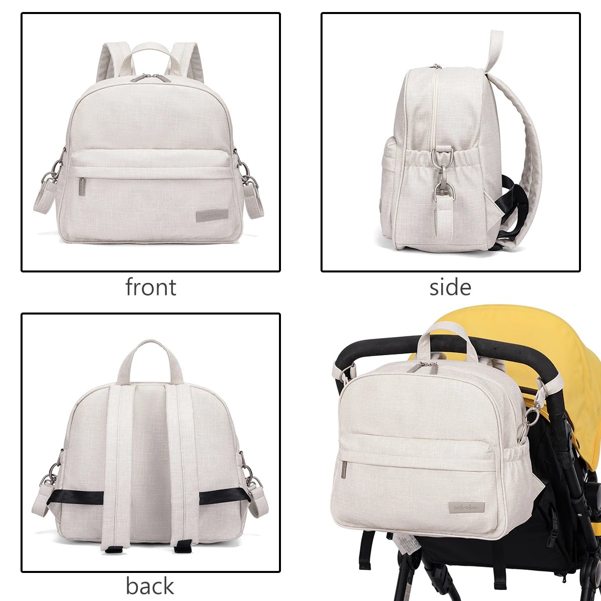 Soboba Stylish Diaper Backpack for Women Solid Fashion Waterproof Large Capacity Multi-funcional Nappy Changing Bag with 2 Strap