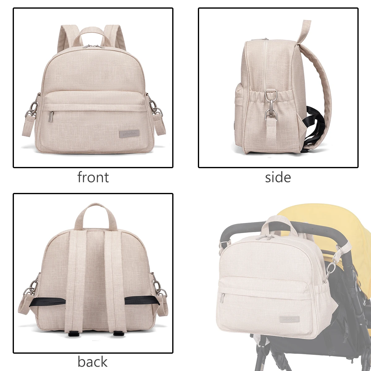 Soboba Stylish Diaper Backpack for Women Solid Fashion Waterproof Large Capacity Multi-funcional Nappy Changing Bag with 2 Strap