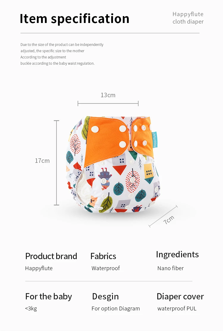 Happyflute New OS Pocket Nappy Set Adjustable 8pcs Diape+8pcs Bamboo Charcoal Insert Waterproof&Reusable Washable Baby Diaper