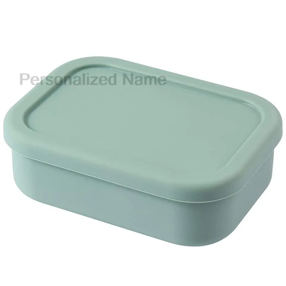 Silicone Lunch Box 3 Compartment Personalized Name Bento Box Leakproof Silicone Lunch Box Kids Divider Portable Picnic Food Box