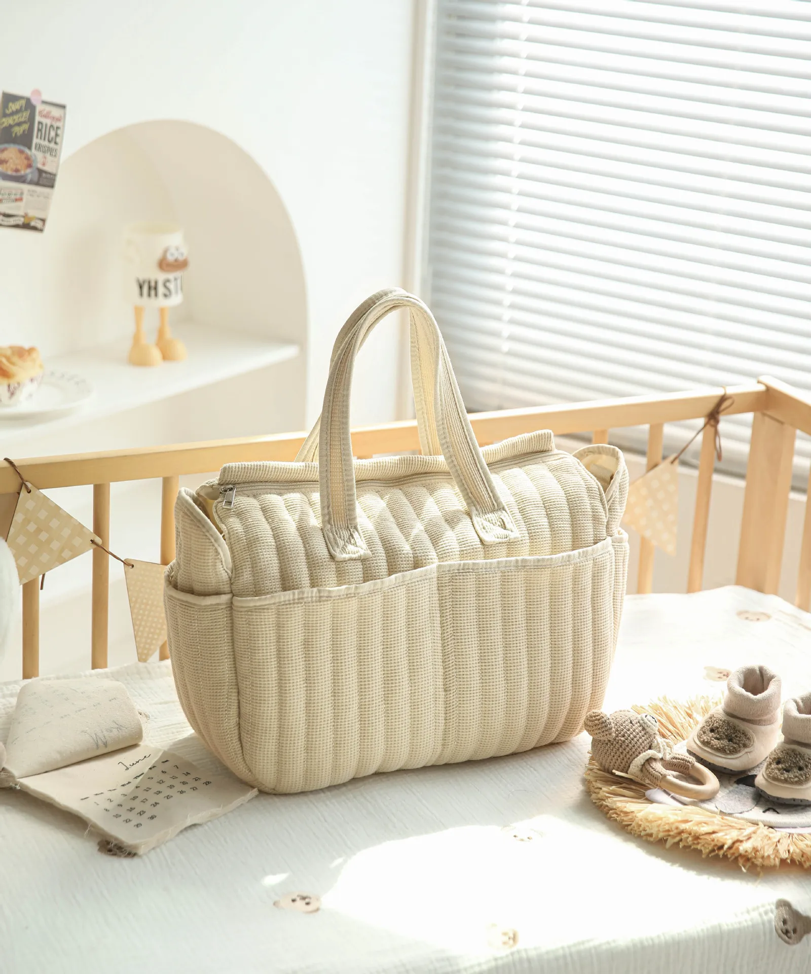 Solid Diaper Bag Fashion Waterproof Multi-functional Diaper Backpack Nursing Changing Bag for Baby Large Stylish Bag