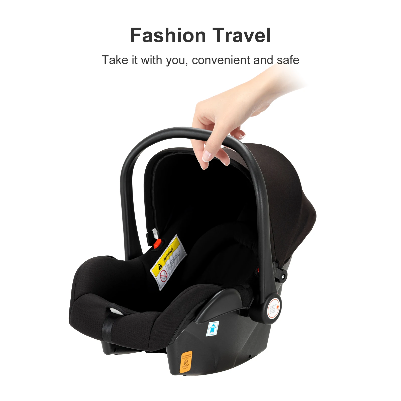 3-in-1 Baby Stroller Travel System with Infant Car Seat and Reversible Convertible Bassinet, Compact One-Hand Fold Lightweight Pushchair Pram, All-Terrain Shock-Absorbing EVA Wheels, Adjustable Canopy, Soft Cushion, Large Basket, 5-Point Harness, Suitable