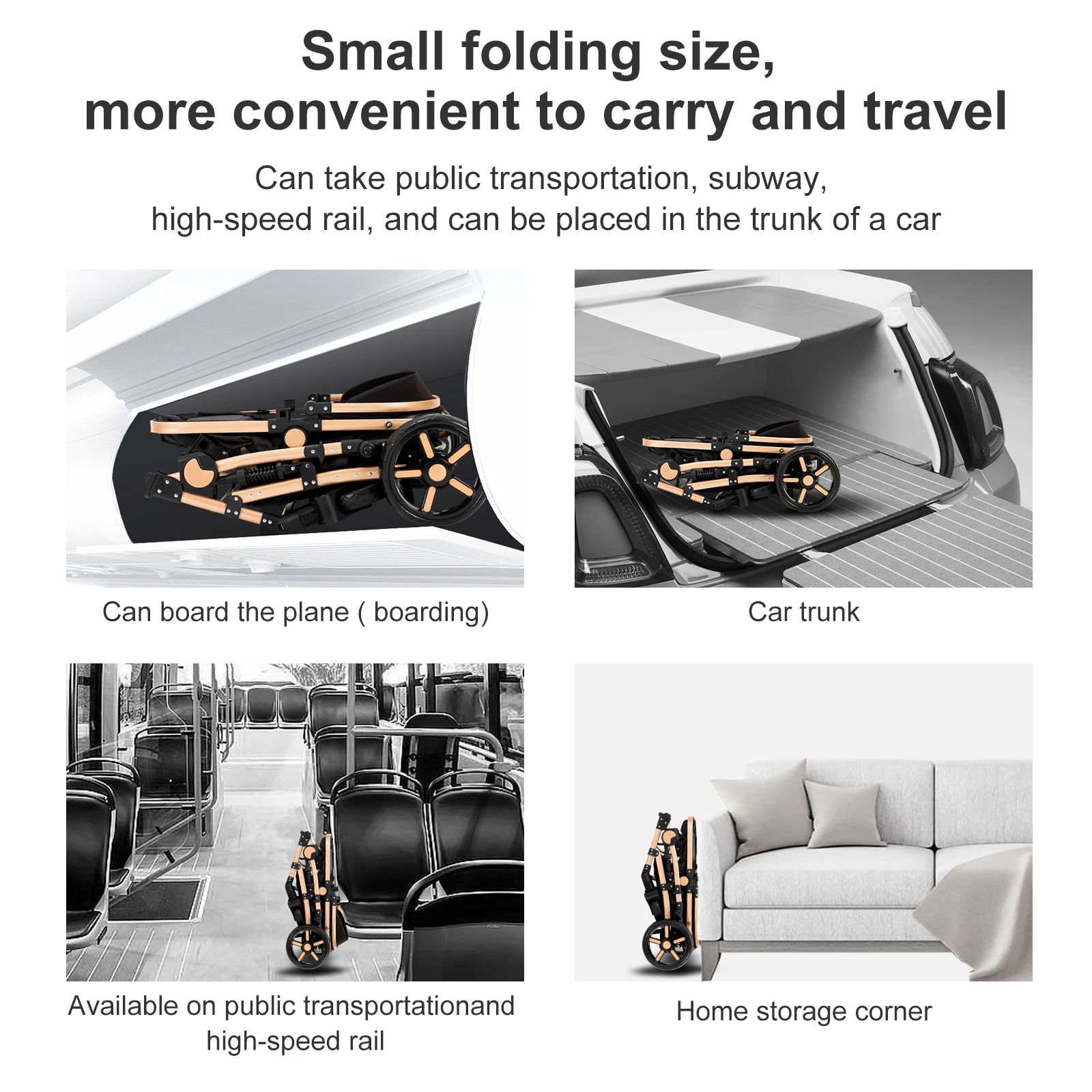 3-in-1 Baby Stroller Travel System with Infant Car Seat and Reversible Convertible Bassinet, Compact One-Hand Fold Lightweight Pushchair Pram, All-Terrain Shock-Absorbing EVA Wheels, Adjustable Canopy, Soft Cushion, Large Basket, 5-Point Harness, Suitable