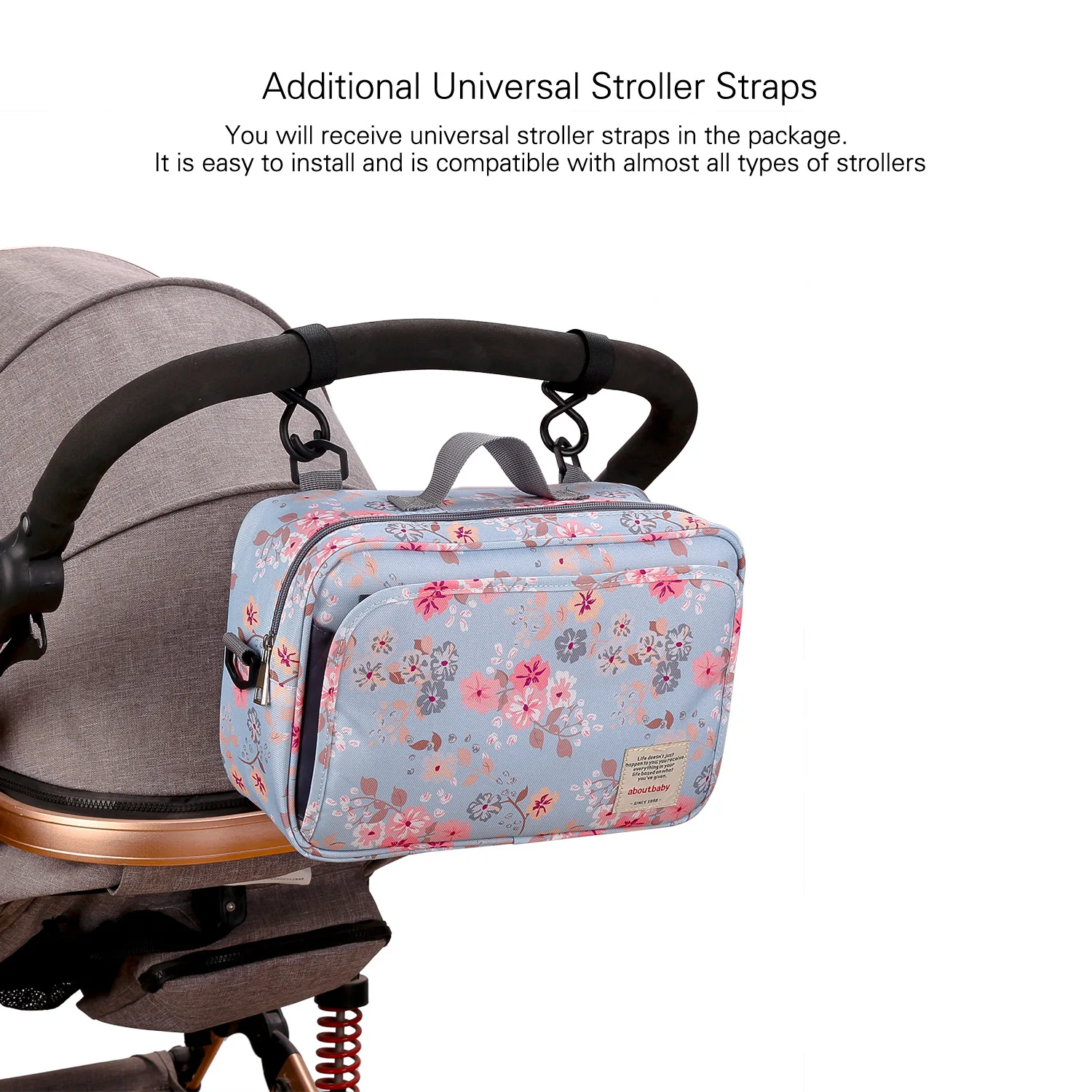 Baby Stroller Bag Waterproof Portable Outing Travel Mummy Bag Multifunction Diaper Bottle Storage Hanging Bag Pram Organizer