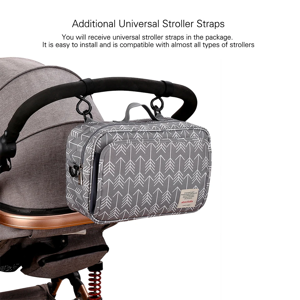 Baby Stroller Bag Waterproof Portable Outing Travel Mummy Bag Multifunction Diaper Bottle Storage Hanging Bag Pram Organizer