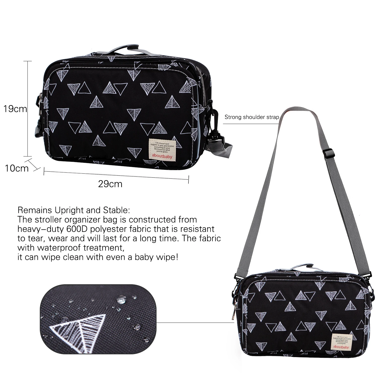 Baby Stroller Bag Waterproof Portable Outing Travel Mummy Bag Multifunction Diaper Bottle Storage Hanging Bag Pram Organizer