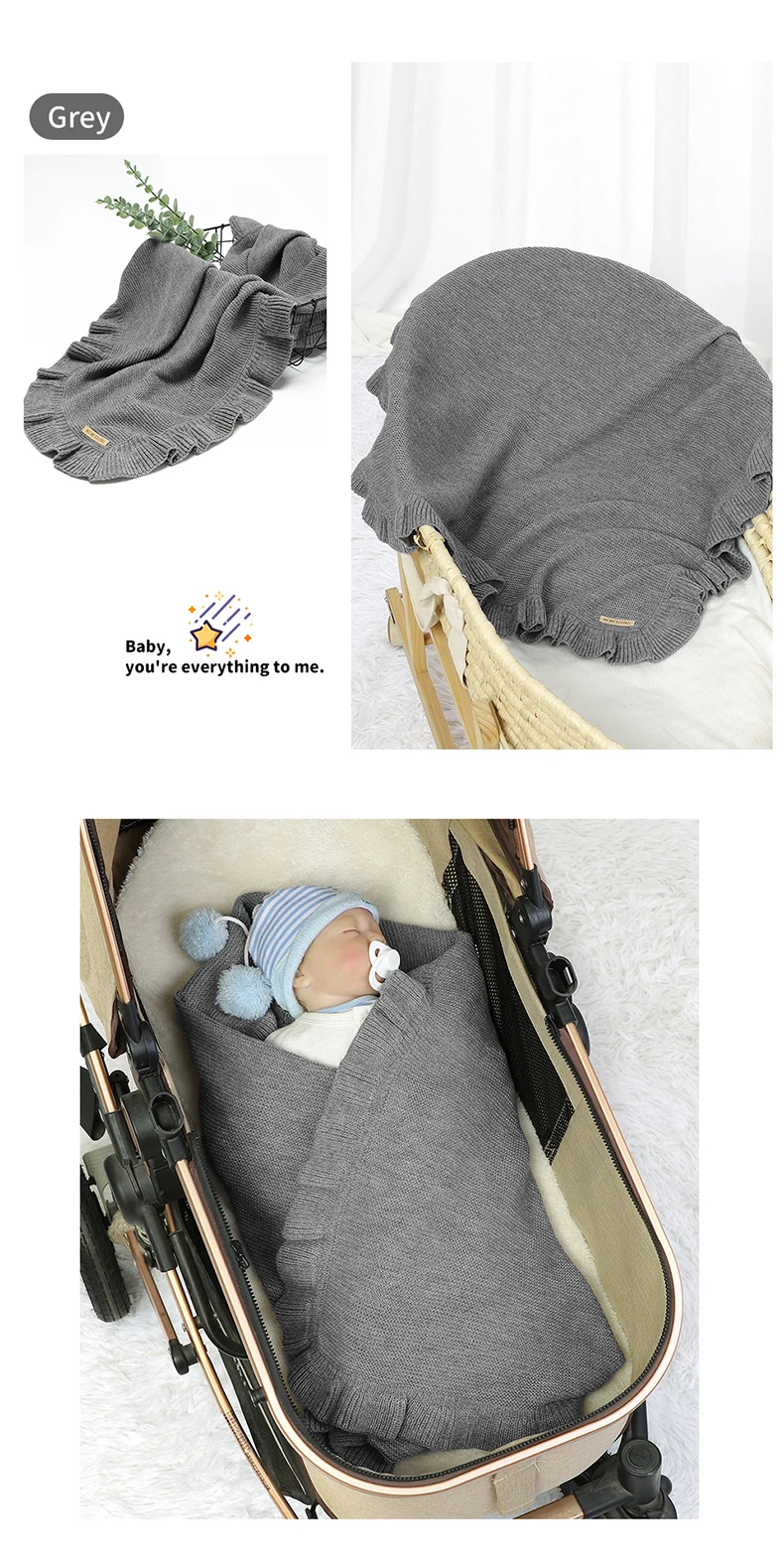Baby Blankets Knitted Infant Boys Crib Bedding Quilt Girls Plaid 90*70cm Newborn Stroller Swaddling Warp Fashion Solid Ruffles