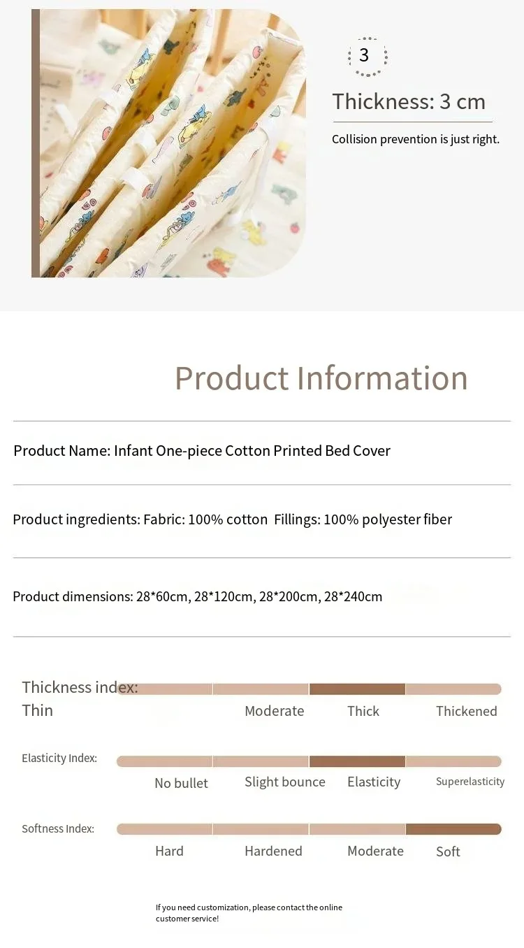 2025 Baby Crib Fence Soft Cotton Bag Anti-collision Strip Children's One-piece Bed Fence Spliced Bed Protection Cloth Baby Fence