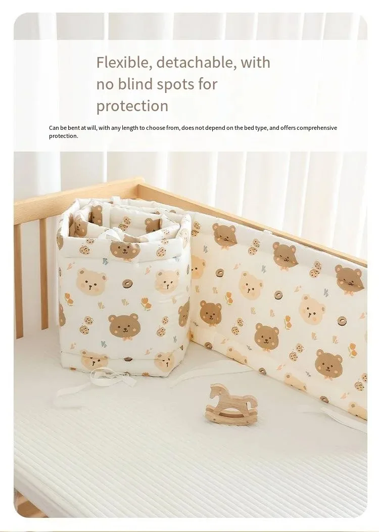 2025 Baby Crib Fence Soft Cotton Bag Anti-collision Strip Children's One-piece Bed Fence Spliced Bed Protection Cloth Baby Fence