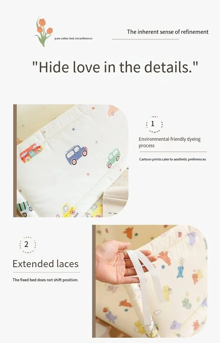 2025 Baby Crib Fence Soft Cotton Bag Anti-collision Strip Children's One-piece Bed Fence Spliced Bed Protection Cloth Baby Fence