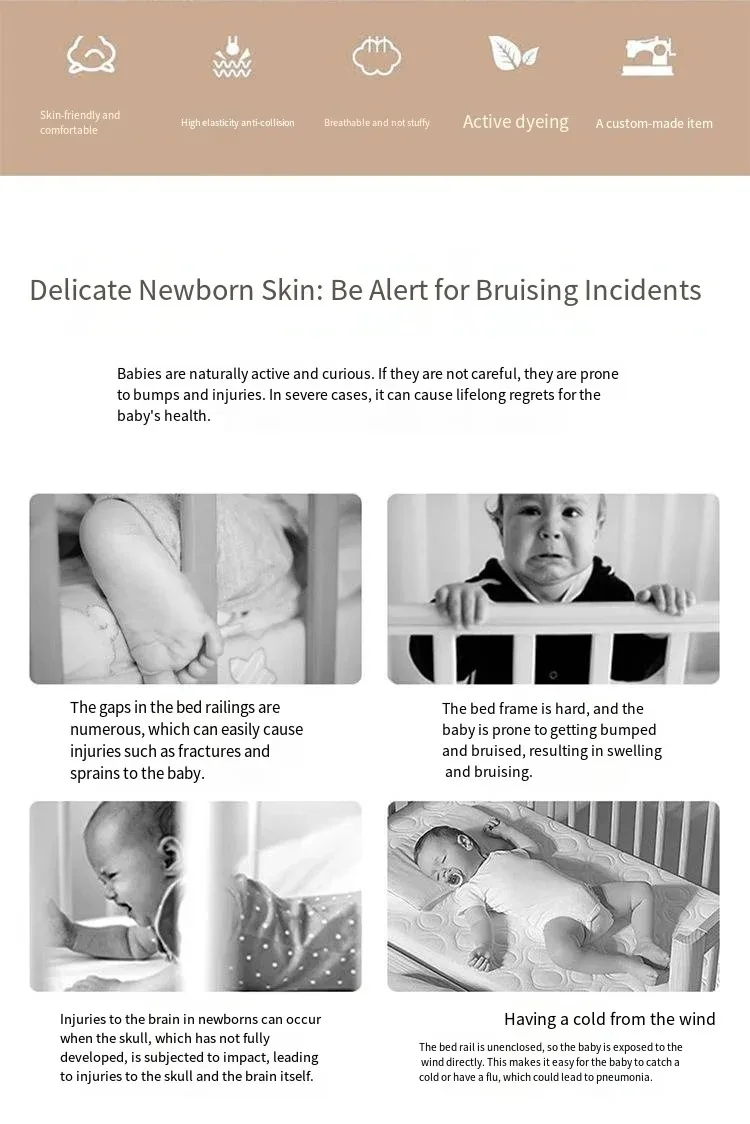 2025 Baby Crib Fence Soft Cotton Bag Anti-collision Strip Children's One-piece Bed Fence Spliced Bed Protection Cloth Baby Fence