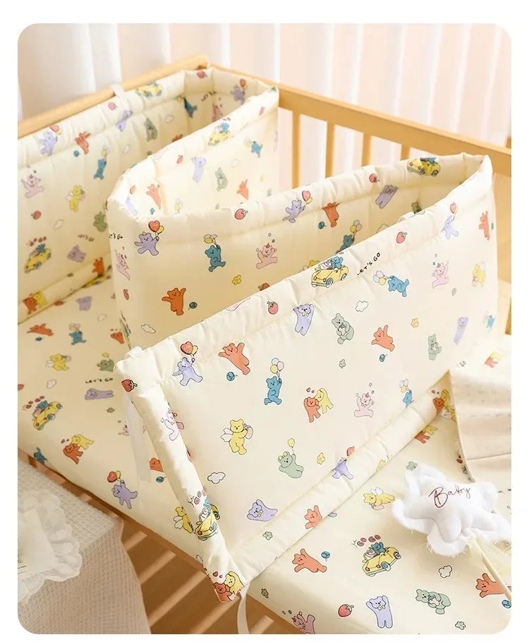 2025 Baby Crib Fence Soft Cotton Bag Anti-collision Strip Children's One-piece Bed Fence Spliced Bed Protection Cloth Baby Fence